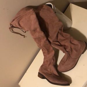 Blush color soft material (fabric upper) high boot